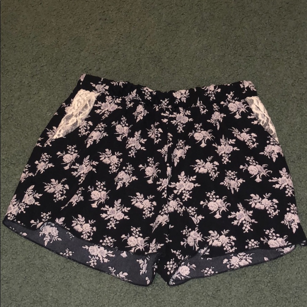 Black floral shorts